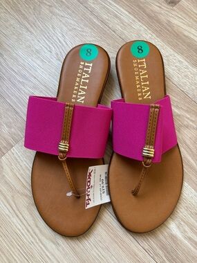 Italian Shoemakers Pink Wide-Band Toe-Post Sandals
